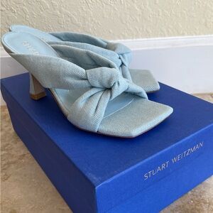 Stuart Weitzman The PLAYA 75 KNOT SANDAL Light Blue Denim 35.5.  NEVER WORN!